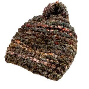 Nardi & Tagliaferri Made In Italy Earthy Chunky Knit Beanie Hat with Pom